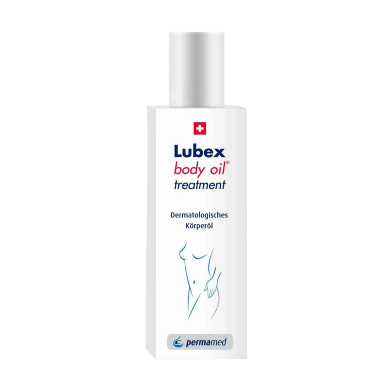 Packaging of Lubex Body Oil Treatment 100 ml – premium Swiss dermatological body care oil