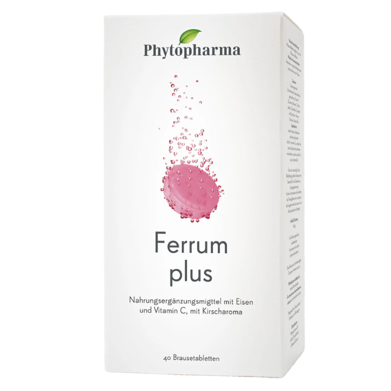Phytopharma Ferrum Plus Effervescent Tablets box — 40 tablets front view