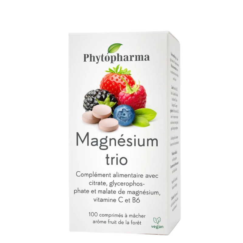 Phytopharma Magnesium Trio – wild-berry chewable tablets, 100