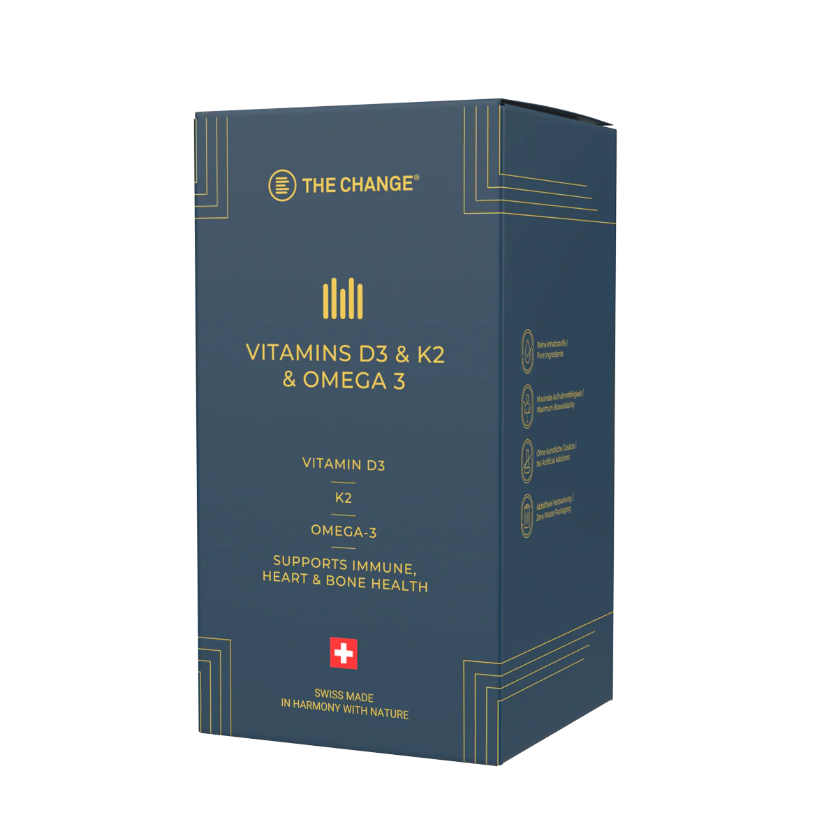 Small Swiss softgel capsules combining D3, K2 and Omega-3 for everyday vitality and immune resilience | Beautylion.ch