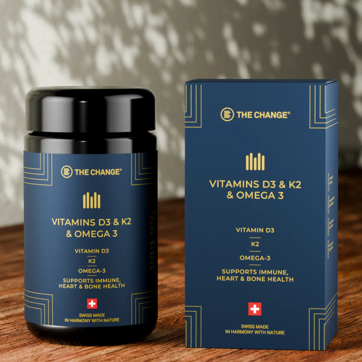 Swiss-made Vitamin D3, K2 and Omega-3 fish oil softgels in Miron violet glass – premium daily supplement | Beautylion.ch