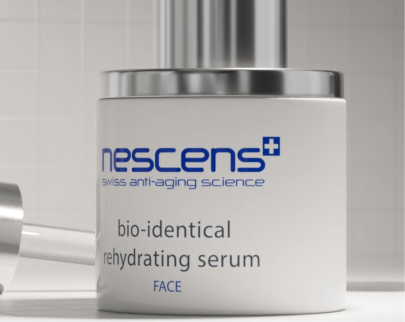 Swiss serum displayed elegantly on reflective surface