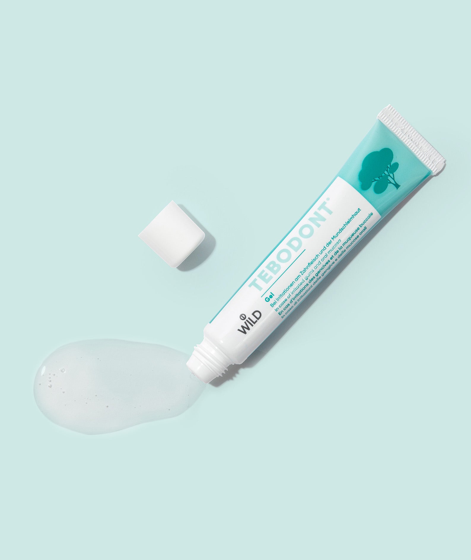 Tube of DR. Wild TEBODONT Gel with tea tree oil for irritated oral mucosa