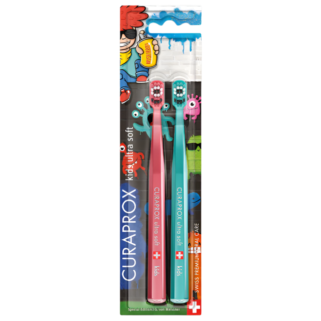 Curaprox kids ultra soft toothbrush Duo Graffiti edition