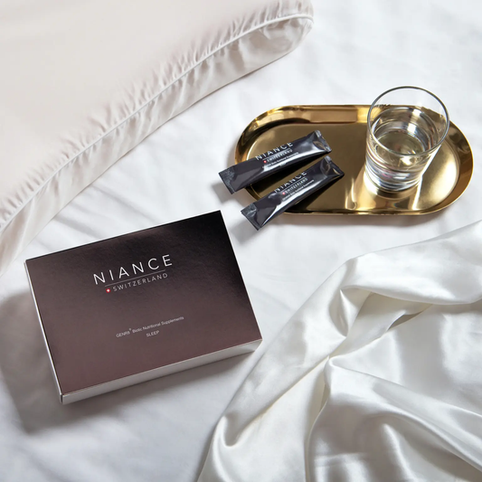 GENR8® BIOTIC SLEEP sachet being poured into glass — ready to drink.