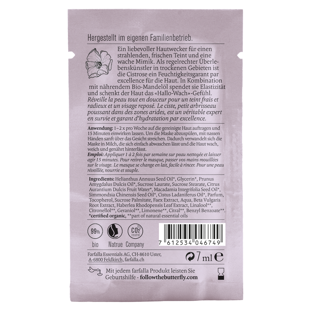 Farfalla cistus SOS anti-fatigue face mask 1 piece 7 ml Secondary image