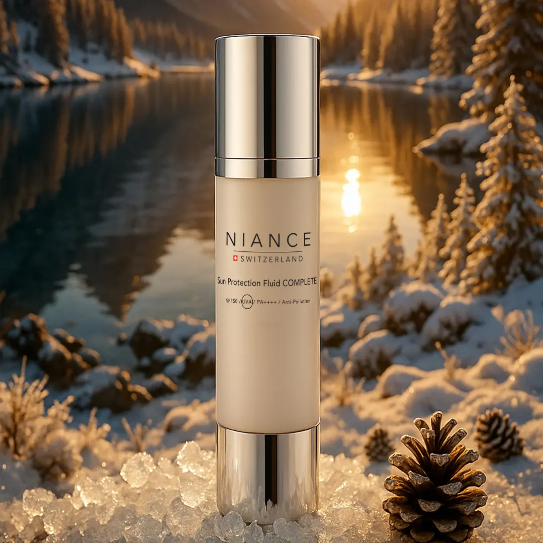 NIANCE Sun Protection Fluid COMPLETE — texture swatch, light and breathable formula
