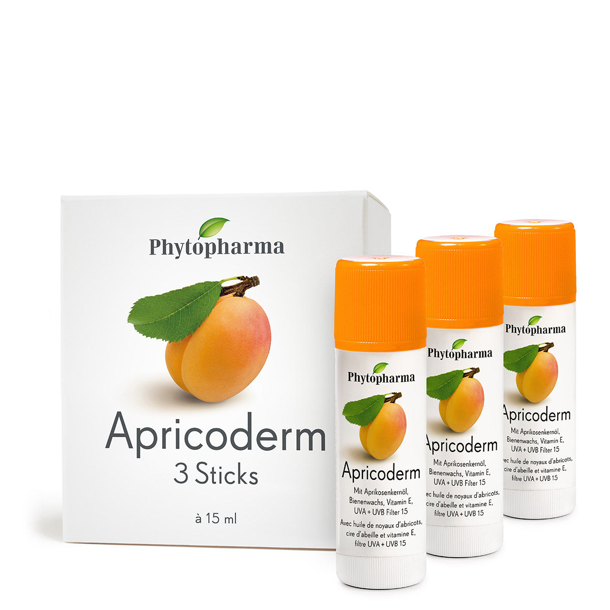 Phytopharma – Apricoderm Stick | Lip & Spot Care with UV Protection | 3*15 ml