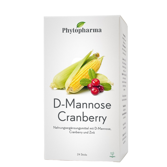 Phytopharma D-Mannose Cranberry Sticks — product box front (24 pcs)
