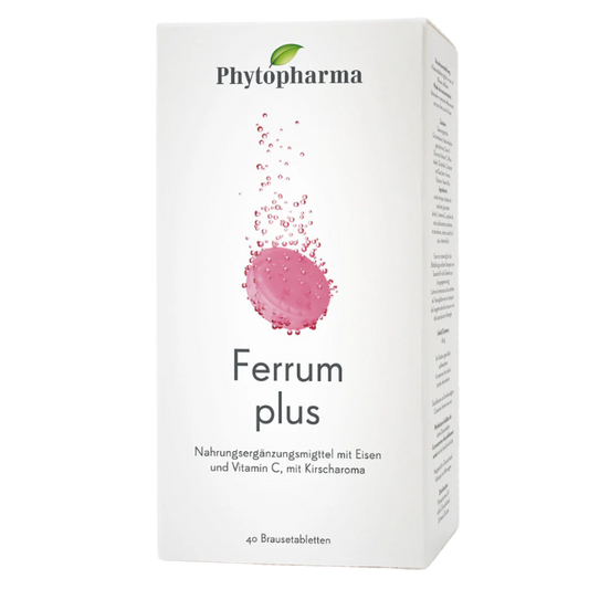 Phytopharma Ferrum Plus Effervescent Tablets box — 40 tablets front view