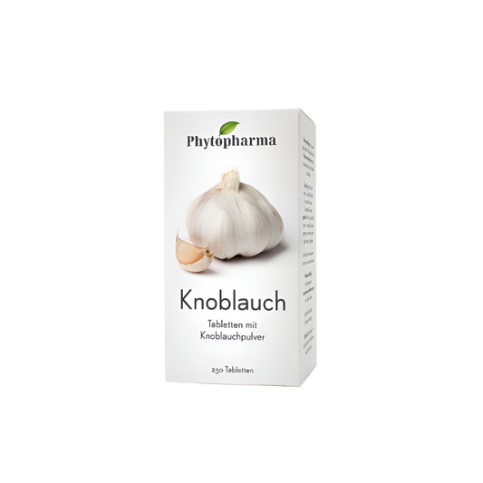 Phytopharma Garlic Tablets box – 250 tablets front view