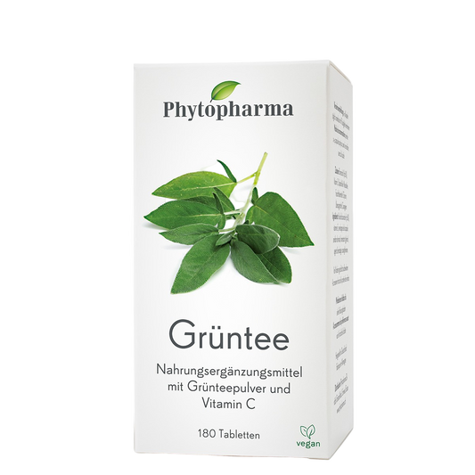 Phytopharma Green Tea Tablets 180 pcs – Swiss antioxidant supplement with vitamin C