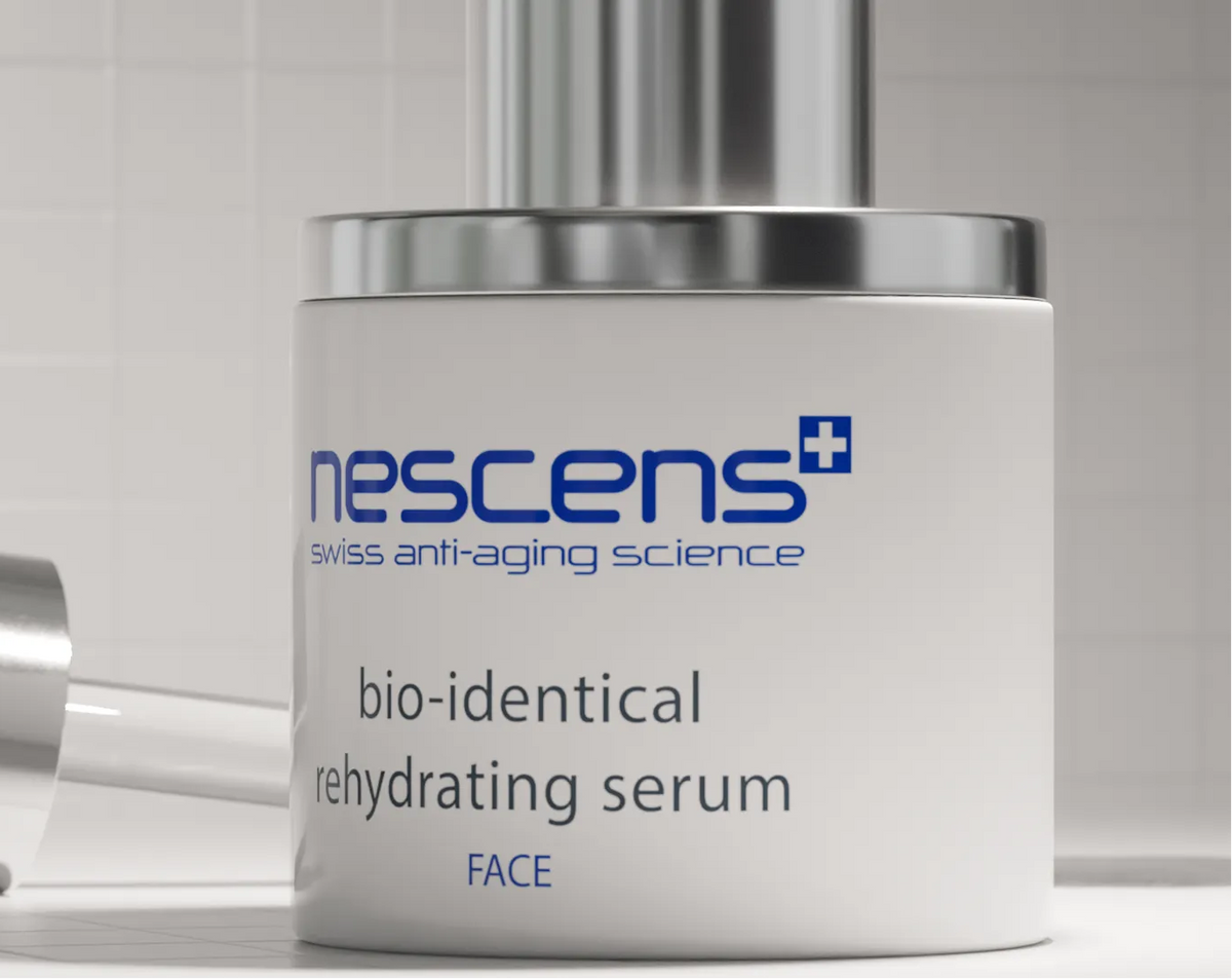 Swiss serum displayed elegantly on reflective surface