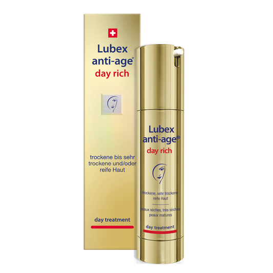Texture of Lubex anti-age Day Rich – rich cream with high moisturizing factors & lipids for mature skin