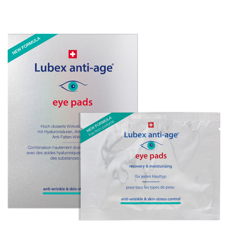 Texture of Lubex anti-age Eye Pads – soaked fleece pads with peptides and hyaluronic acid serum