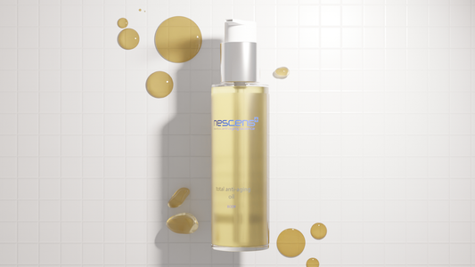 Texture swirl of oil on skin under soft light