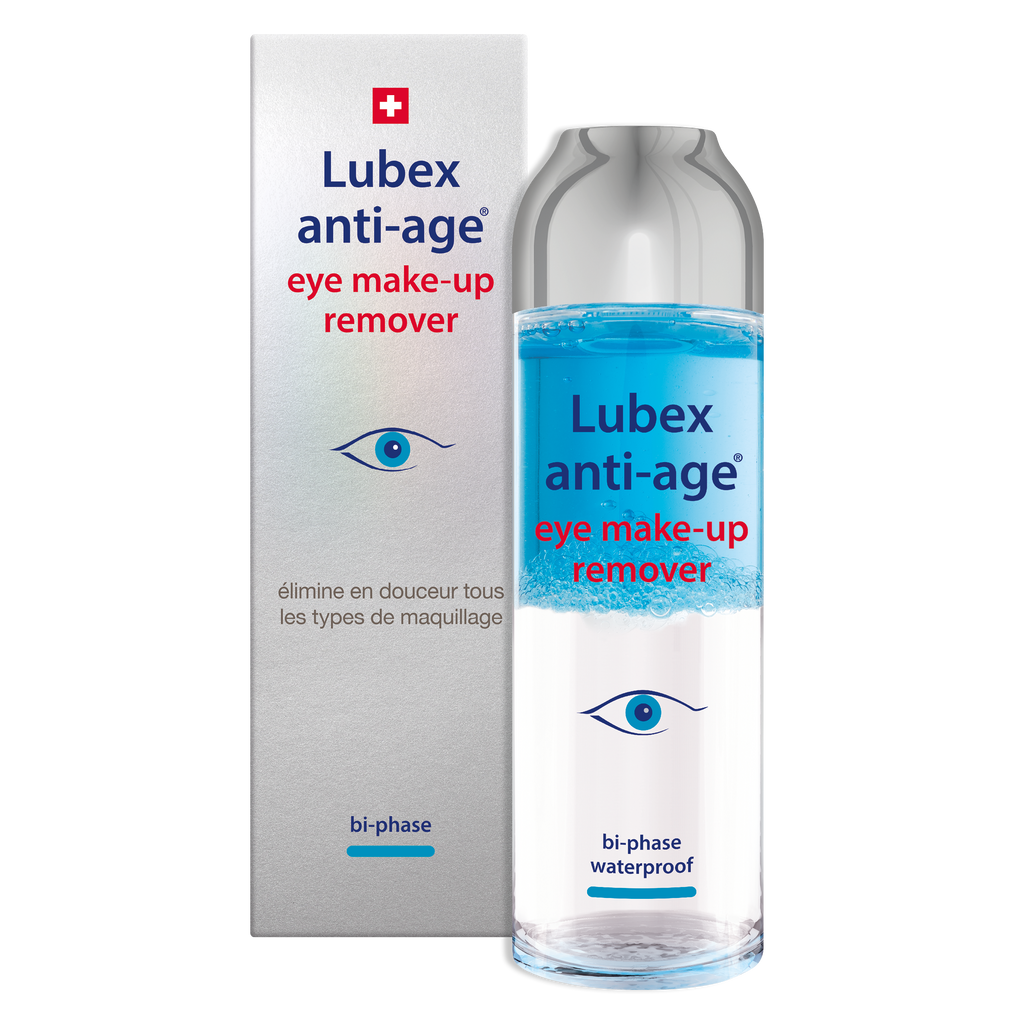 Two-phase liquid texture of Lubex anti-age Eye Make-Up Remover – gentle on sensitive eye contour